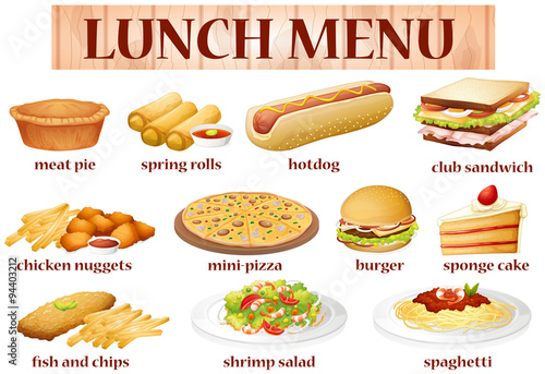 Various kind of food for lunch