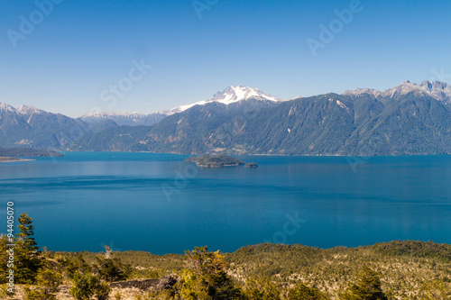 Lago Todos los Santos (Lake of all the Saints) with Monte Tronador volcano in background, Chile