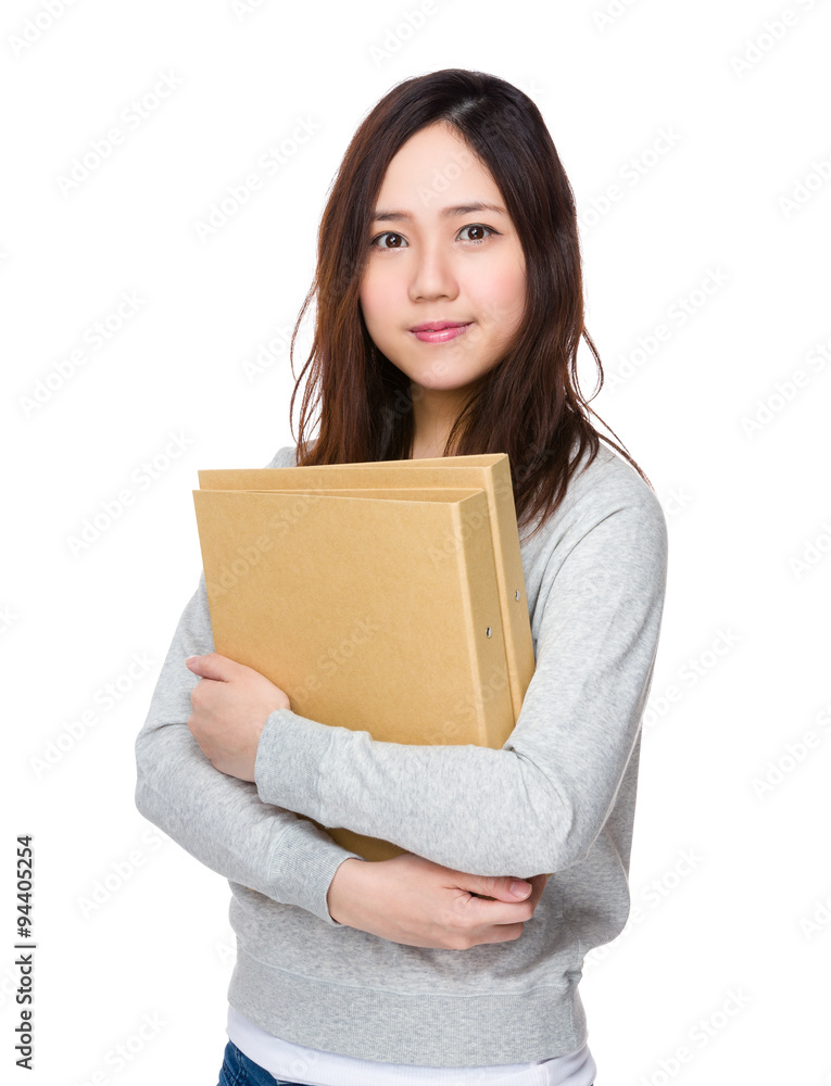 Woman hod with folder Woman hod with folder
