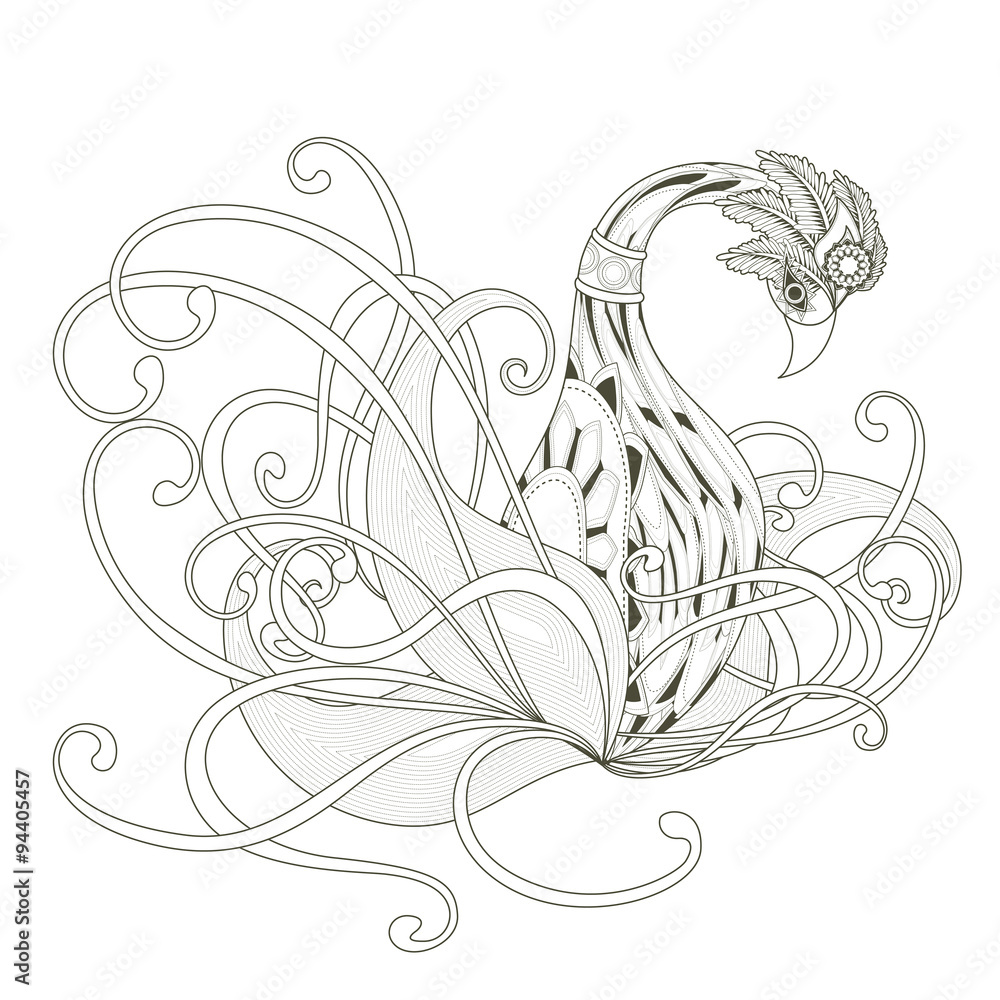 elegant swan coloring page elegant swan coloring page