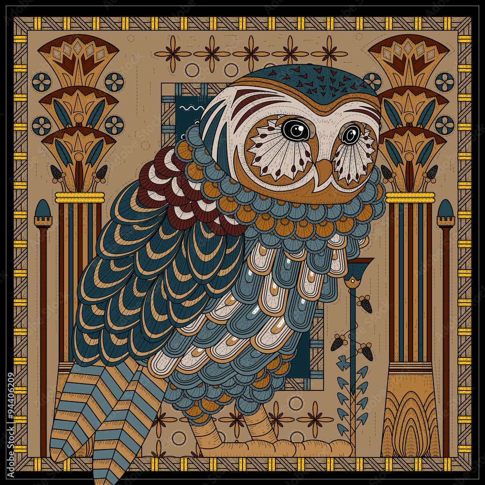 Fototapeta premium splendid owl coloring page