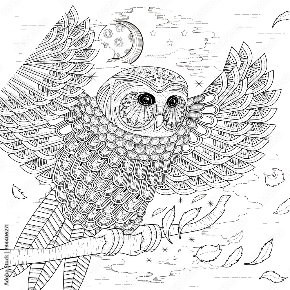 Obraz premium lovely owl coloring page