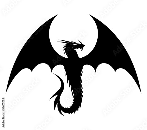 Black dragon on white background. © Lenan