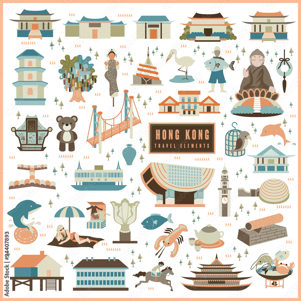 Obraz premium Hong Kong travel elements