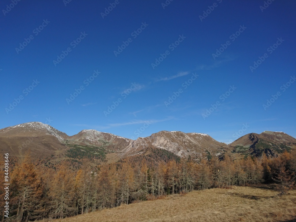 Mountain Panorama View To Mt. Rosennock Predigerstuhl & Pfannock In Carinthia Austria In Autumn