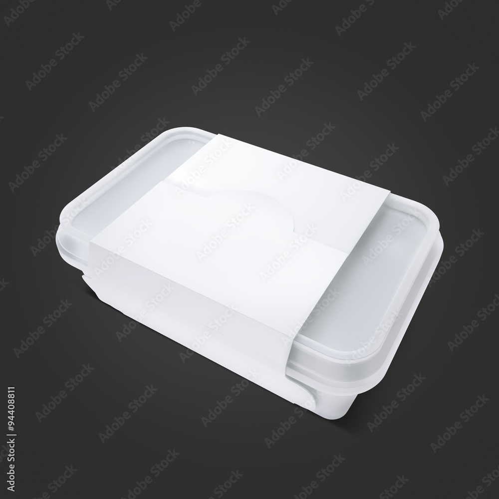 White bank for food oil, mayonnaise, margarine, cheese, ice cream, olives,, pickles, sour cream. Food and drink plastic blank. Template Ready For Your Design. Isolated on black background White bank for food oil, mayonnaise, margarine, cheese, ice cream, olives,, pickles, sour cream. Food and drink plastic blank. Template Ready For Your Design. Isolated on black background
