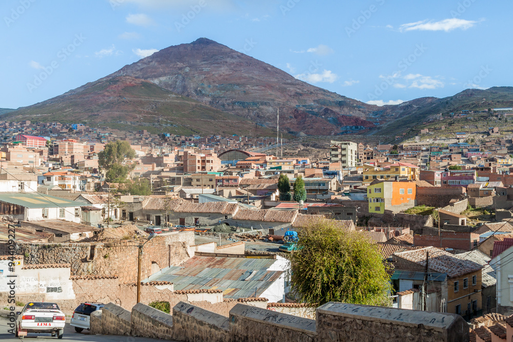 POTOSI, BOLIVIA - APRIL 18, 2015: Aerial view of Potosi, Bolivia. Cerro Rico (Rich Mountain) in background. POTOSI, BOLIVIA - APRIL 18, 2015: Aerial view of Potosi, Bolivia. Cerro Rico (Rich Mountain) in background.