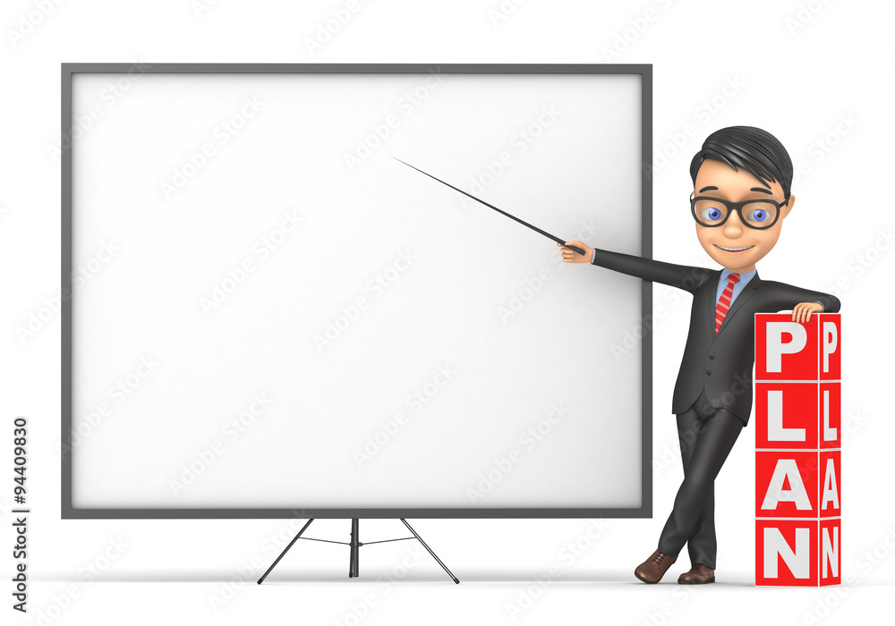 Successful businessman holds presentation plan Successful businessman holds presentation plan