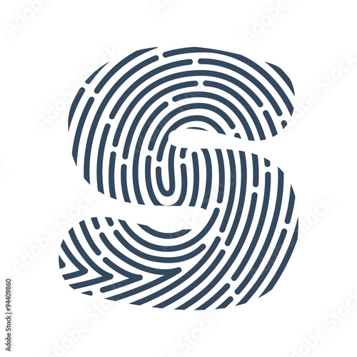 S letter line logo. Vector fingerprint design.