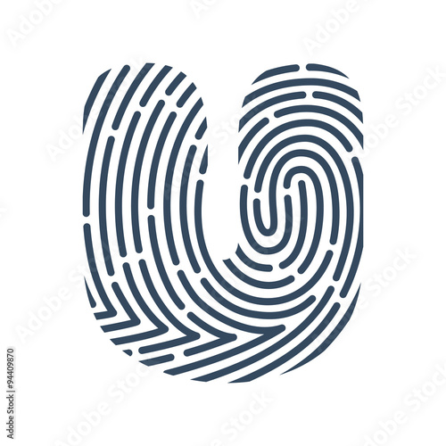 U letter line logo. Vector fingerprint design.