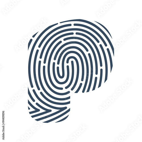P letter line logo. Vector fingerprint design.