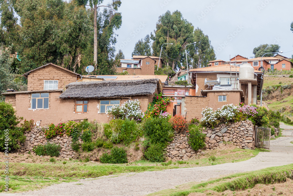 Small village on Amantani island in Titicaca lake, Peru