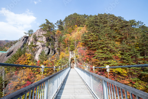ダム湖の紅葉