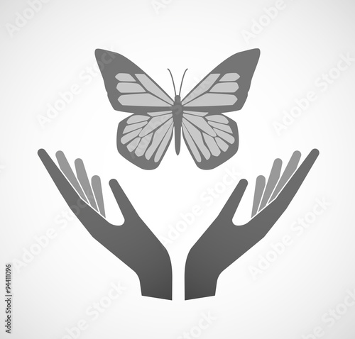 Two hands offering a butterfly