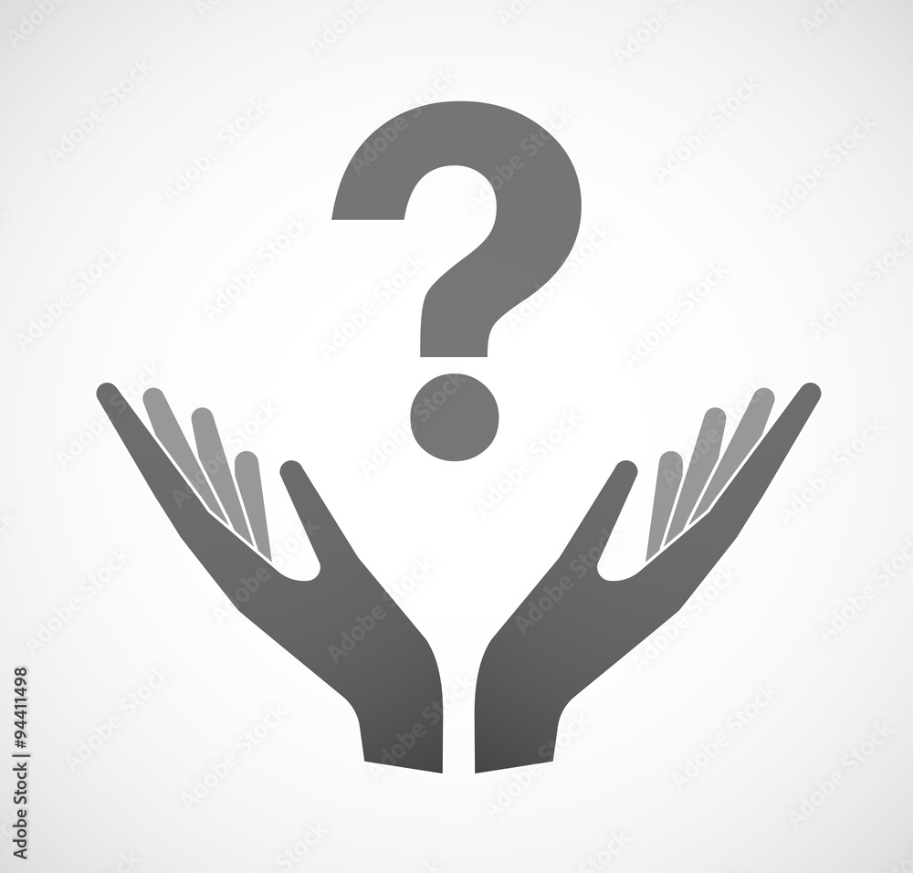 Two hands offering a question sign Two hands offering a question sign