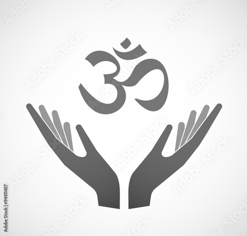 Two hands offering an om sign