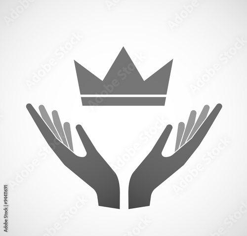 Two hands offering a crown