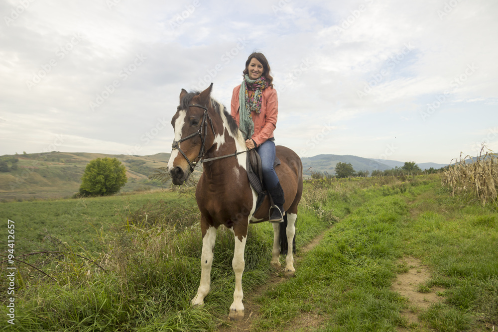 Landscpae full frame shot, portrait of smiling happy girl sittin Landscpae full frame shot, portrait of smiling happy girl sittin