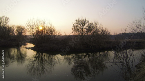 Wallpaper Mural sunset  and  river.  4K ( 3840x2160)   Slow  time lapse without birds, RAW output Torontodigital.ca