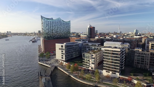 Hamburg Elbphilharmonie and Hafencity Aerial View