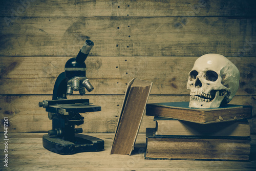 Human skull and science