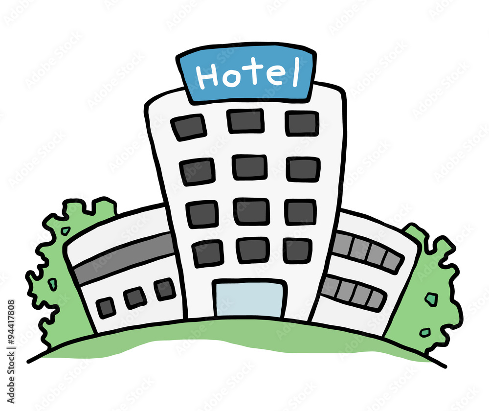 hotel building / cartoon vector and illustration, hand drawn style