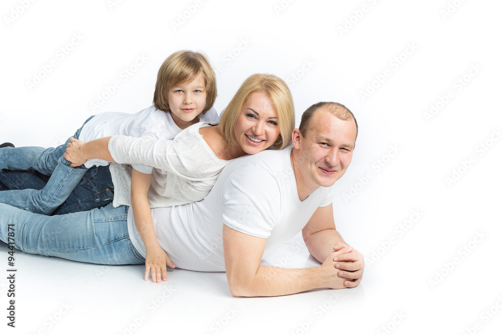 happy family on white background