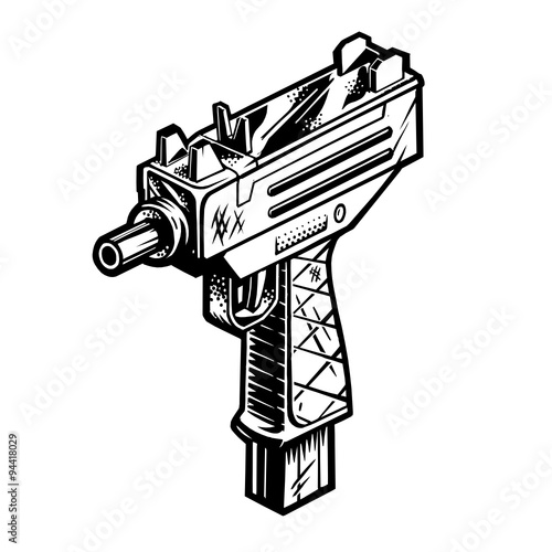 vector illustration of automatic weapons