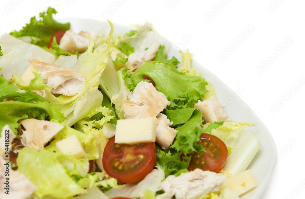 fresh chicken salad on white background fresh chicken salad on white background