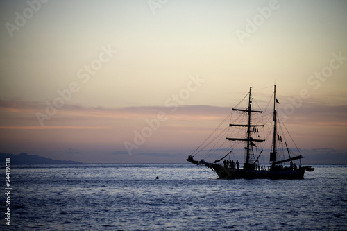 Sailing yaht in open sea