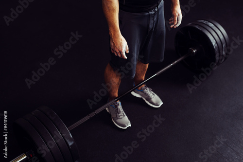 Quadro su tela Closeup of athlete before deadlift gym workout