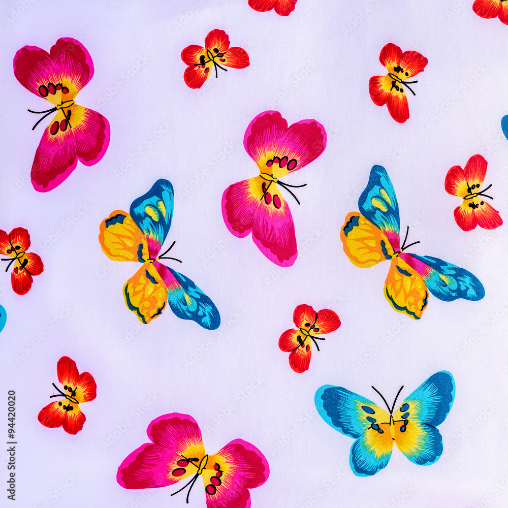 texture of print fabric striped butterfly
