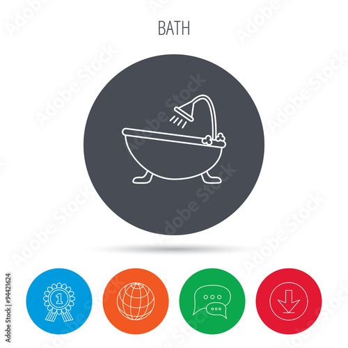 Bathroom icon. Bath with shower sign.