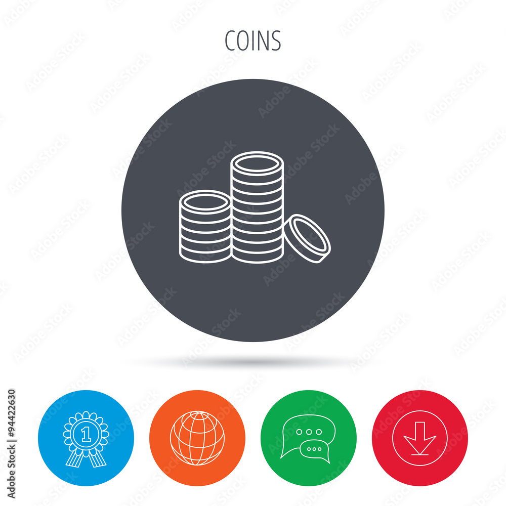 Coins icon. Cash money sign. Coins icon. Cash money sign.