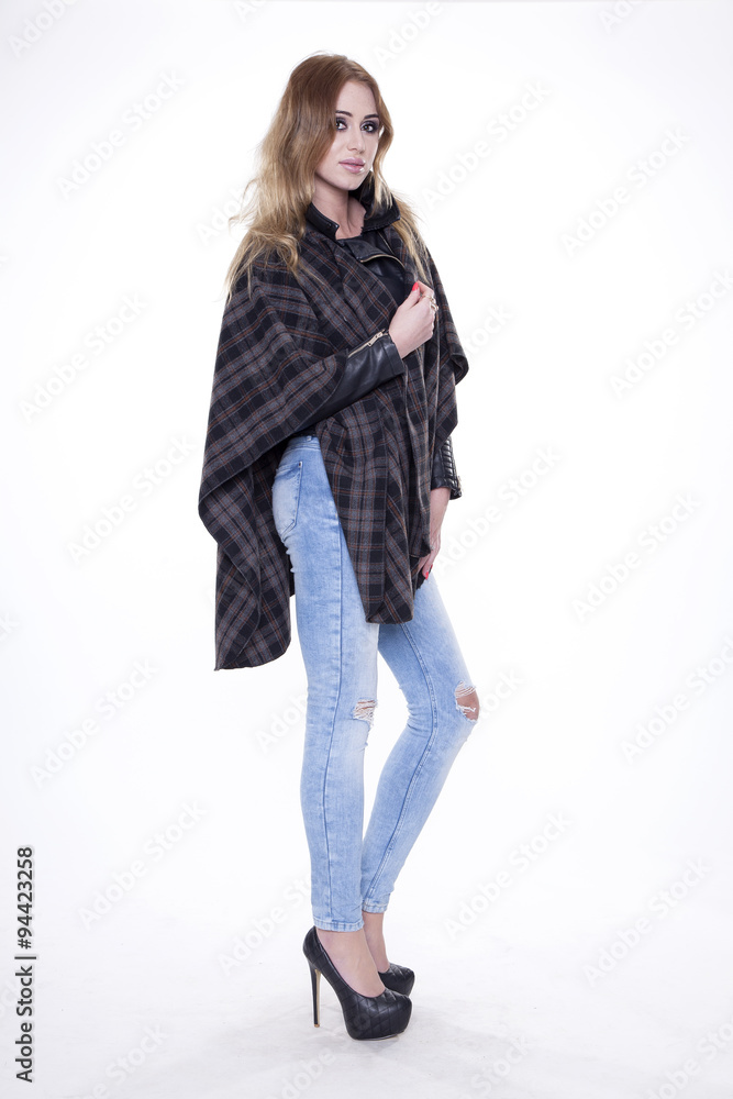 Young slim sexy woman in fashionable dress isolated on white bac Young slim sexy woman in fashionable dress isolated on white bac