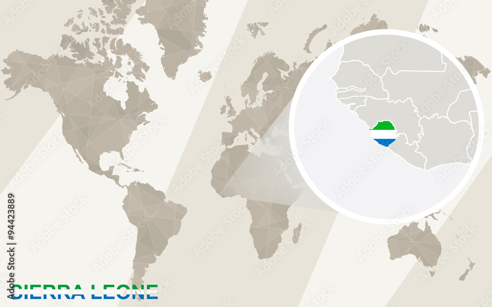 Zoom on Sierra Leone Map and Flag. World Map. Stock Vector | Adobe Stock