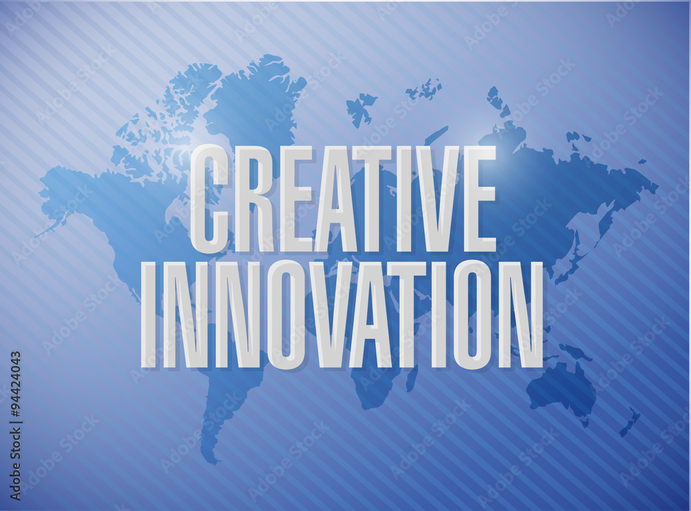 Creative Innovation world map sign concept