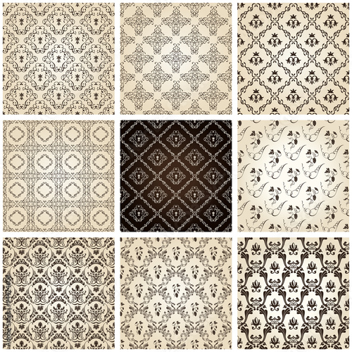 seamless vintage backgrounds set brown baroque Pattern