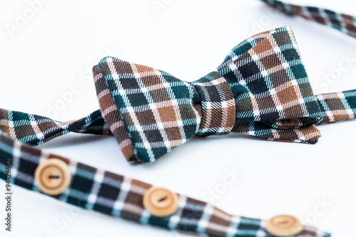 Plaid man's bow tie isolated.
