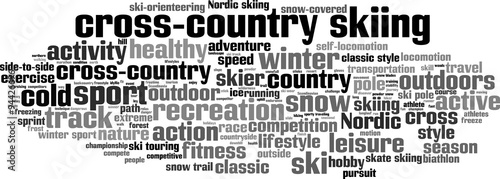 cross-country skiing word cloud concept. Vector illustration