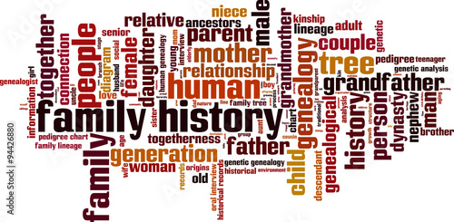 Family history word cloud concept. Vector illustration