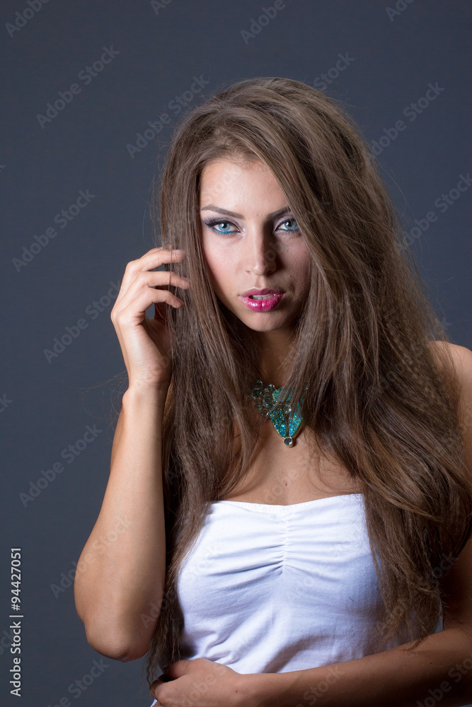 Fototapeta premium Pretty woman with necklace