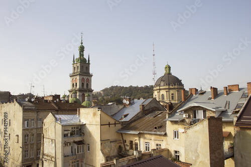 Houses and churches in the city center