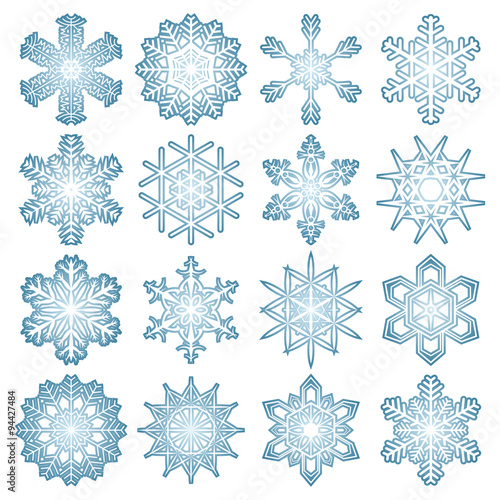 collection of blue snow flakes