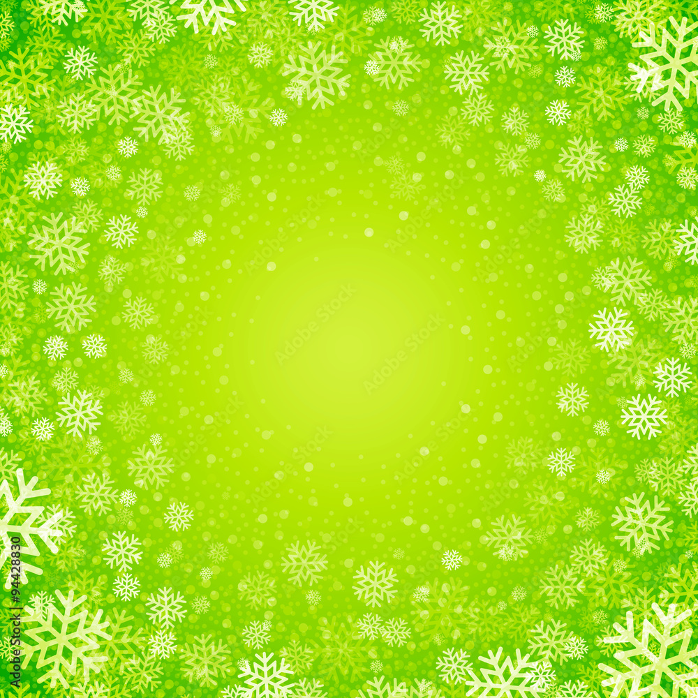 Christmas background of snowflakes in green colors Christmas background of snowflakes in green colors