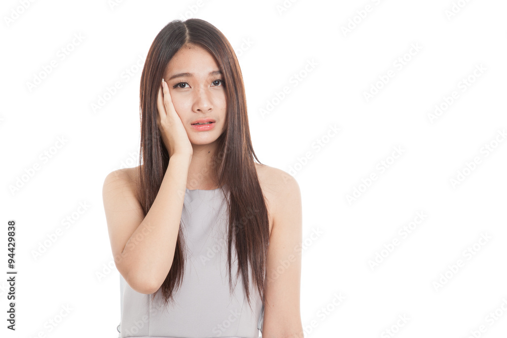 Young Asian woman got toothache Young Asian woman got toothache