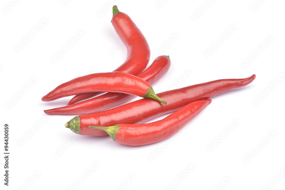 Red Hot chili peppers isolated on white background