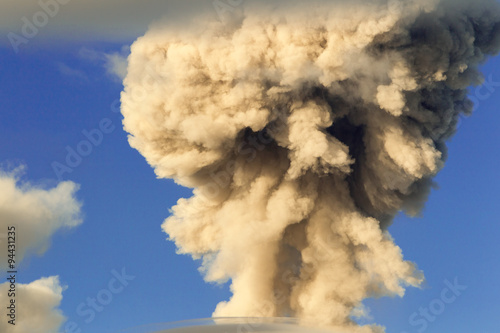 Witness the awe inspiring mushroom cloud formed by the powerful eruption of Tungurahua volcano in Ecuador,South America,a breathtaking natural phenomenon.