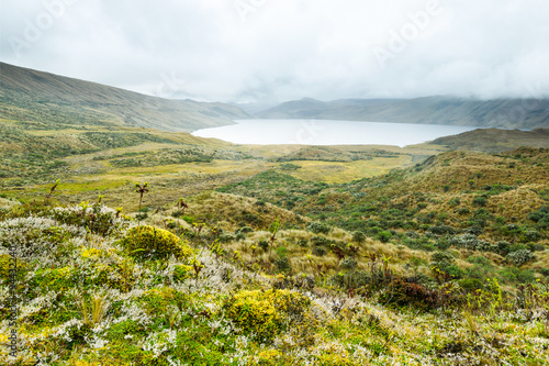 Explore the breathtaking beauty of Pisayambo Lagoon in Llanganates National Park,nestled in the majestic Andes Mountains of Ecuador. photo