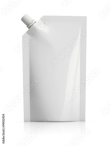 Принти на полотні Reusable white blank plastic pouch with spout